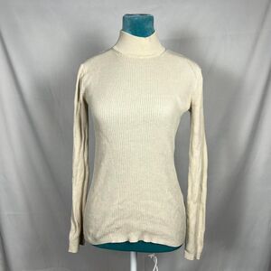 Pendleton Ribbed silk blend Mock Neck Sweater - Cream Knit (Size M)